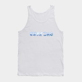 Surfing Bubble Letter Design with Watercolors Tank Top